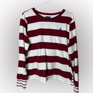 Polo Striped women’s Shirt - Red and White would fit more like medium or large